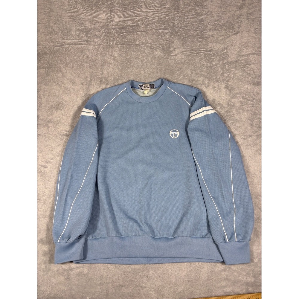 Vtg Sergio Tacchini Tennis Crewneck Sweatshirt 1980s Mens Size 46 Blue White